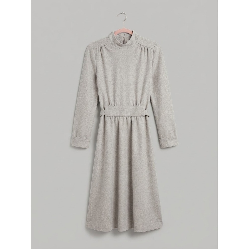 Vintage 70s Matti of Lynne Heather Gray Knit Mock Neck Midi Dress